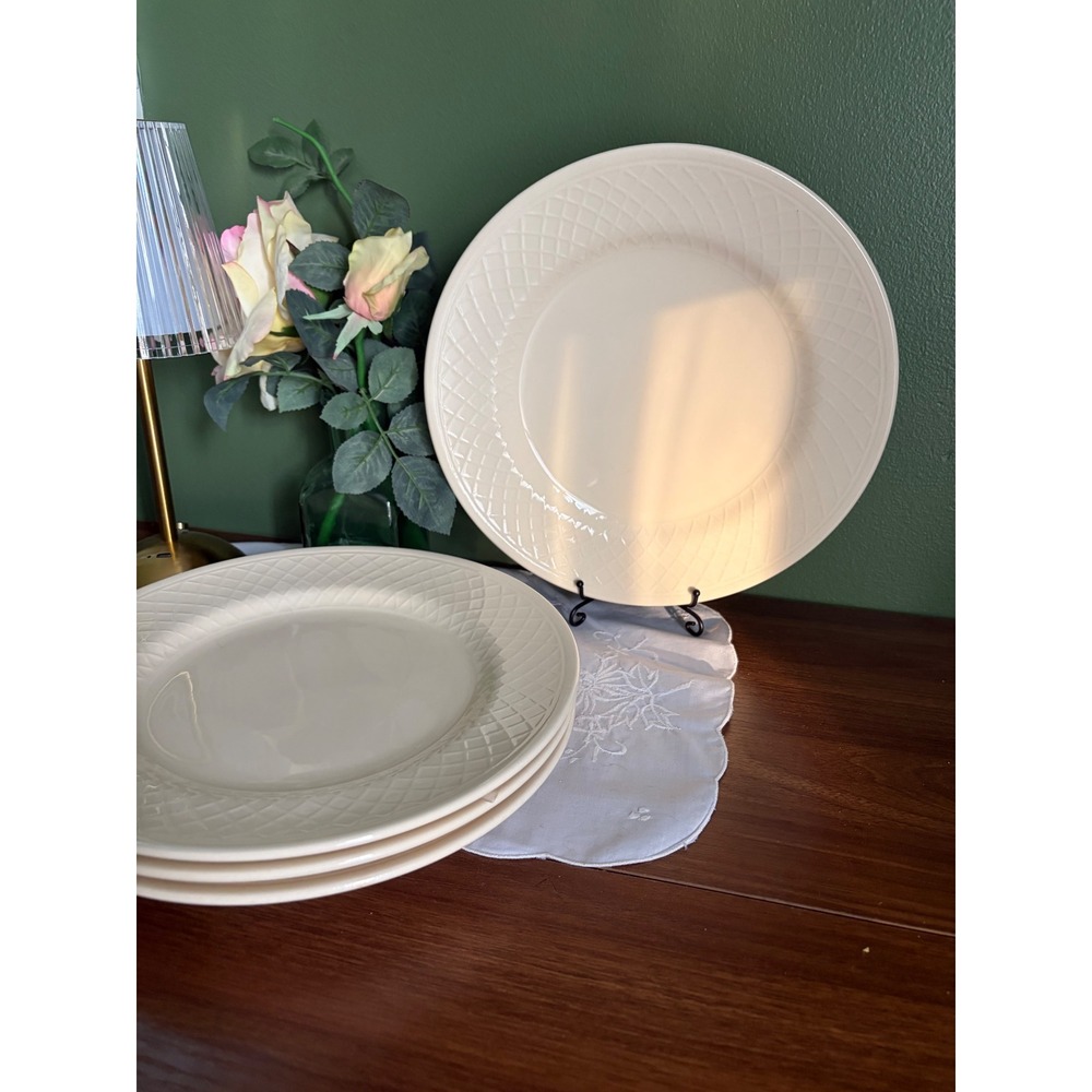 Franciscan Lattice Dinner Plates Set of 4, Vintage Cream Quilted Rim China